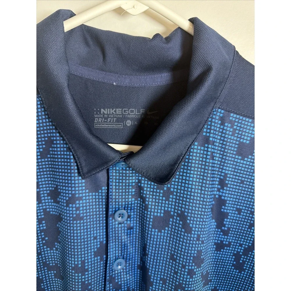 Nike Golf Dri-FIT Polo Shirt Men's XL Blue World Block Camo SS Standard Fit